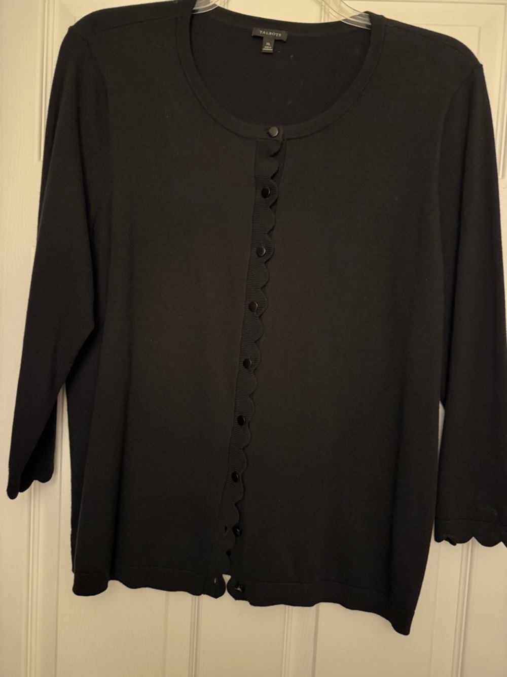 Talbots Scalloped Edge Black Lightweight Cardigan -XL